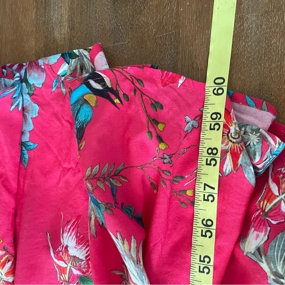 Johnny‎ Was pink bird print button front maxi dress cover up size L - Picture 7 of 9